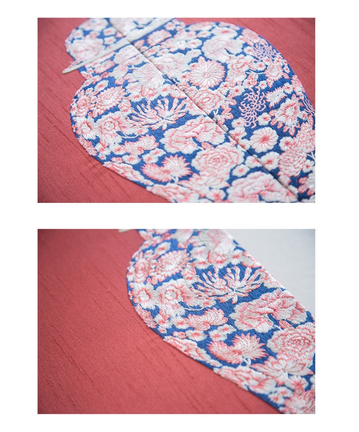 Commercial Suzhou Full Embroidery — framed, simulated silk, soft luster. Dual craftsmanship. Wholesale for decor firms, commercial use; home use too. Art decor for hotels, offices, residences.GorgeousBlue - and - White with Red AccentsⅠ-海智集-