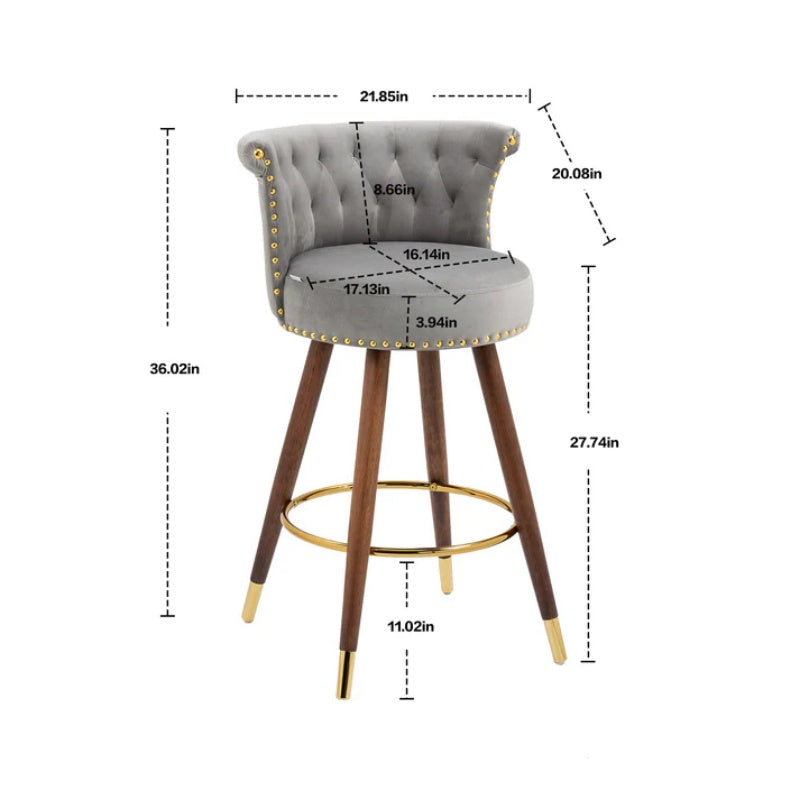 COOLMORE Swivel Bar Stools with Backrest Footrest ,with a fixed height of 360 degrees-海智集-Default-