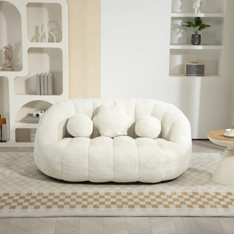 High Back Bean Bag Sofa Couch for Adults and Kids, Comfortable White Chenille Lounger, Indoor & Outdoor Use-海智集-Default-