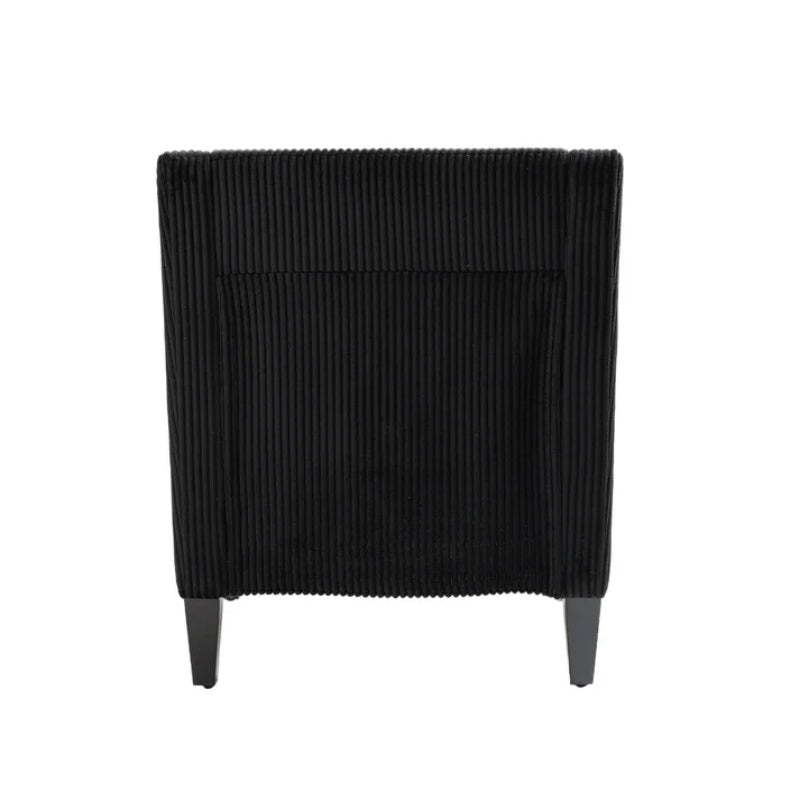 COOLMORE Modern Accent Chair,Upholstered Armchair with Scooped Arms for Bedroom,Apartment,Studio,Office,Waiting Room(Black Corduroy)-海智集-Default-