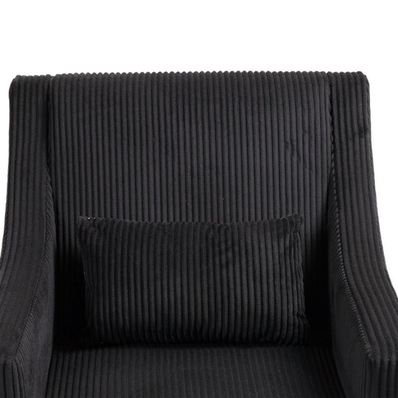 COOLMORE Modern Accent Chair,Upholstered Armchair with Scooped Arms for Bedroom,Apartment,Studio,Office,Waiting Room(Black Corduroy)-海智集-Default-
