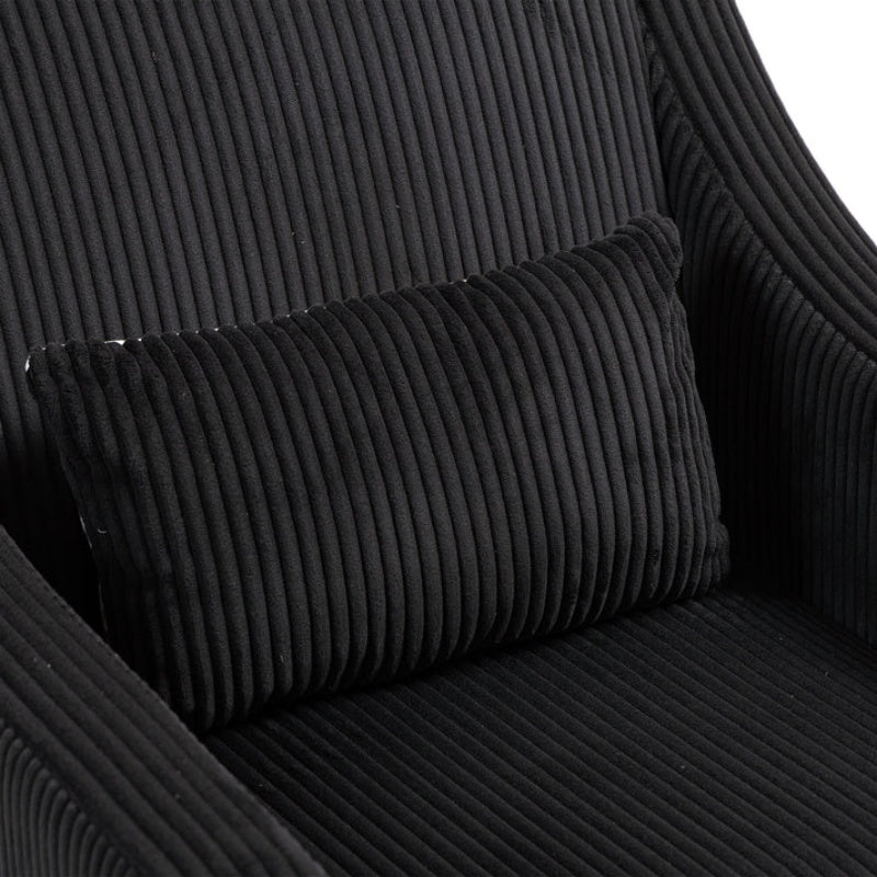 COOLMORE Modern Accent Chair,Upholstered Armchair with Scooped Arms for Bedroom,Apartment,Studio,Office,Waiting Room(Black Corduroy)-海智集-Default-