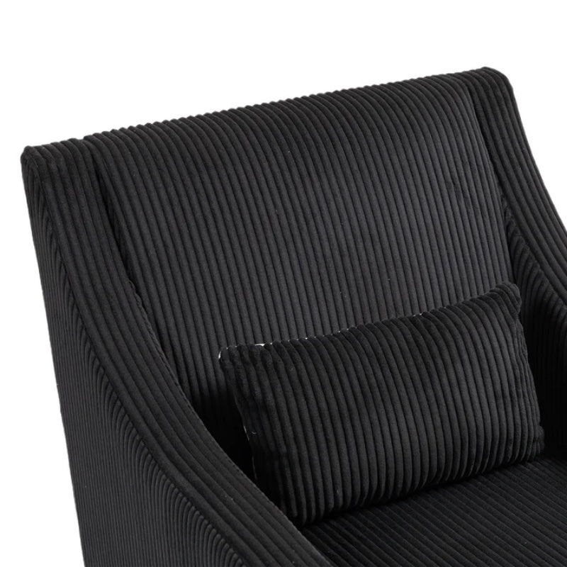 COOLMORE Modern Accent Chair,Upholstered Armchair with Scooped Arms for Bedroom,Apartment,Studio,Office,Waiting Room(Black Corduroy)-海智集-Default-