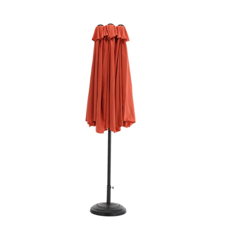 14.8 Ft Double Sided Outdoor Umbrella Rectangular Large with Crank ( Orange )(No Base)-海智集-Default-