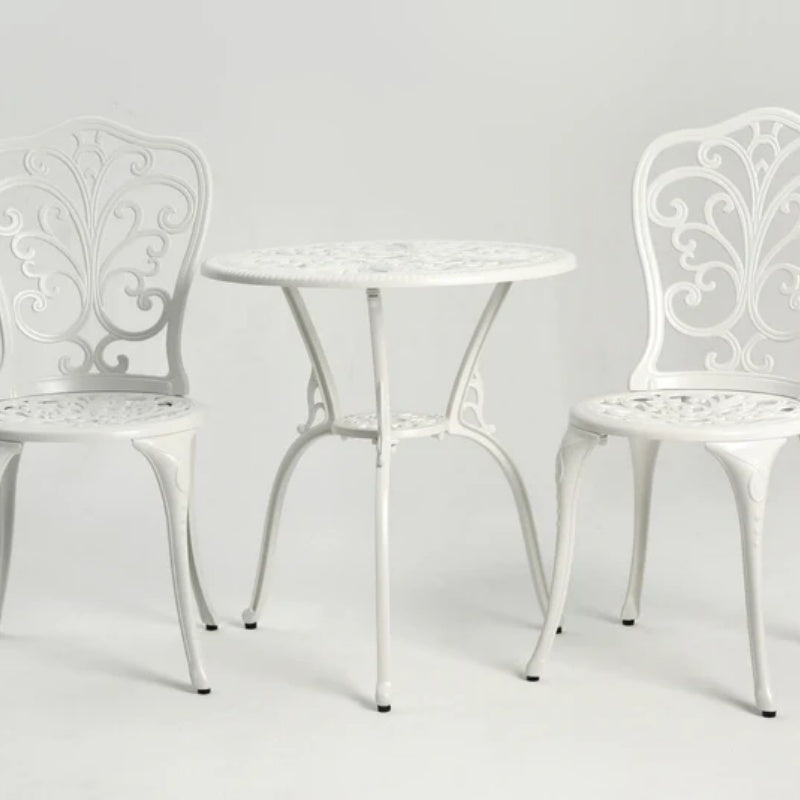 Best Choice Products 3-Piece Outdoor Rust-Resistant Cast Aluminum Patio Bistro Set white-海智集-Default-