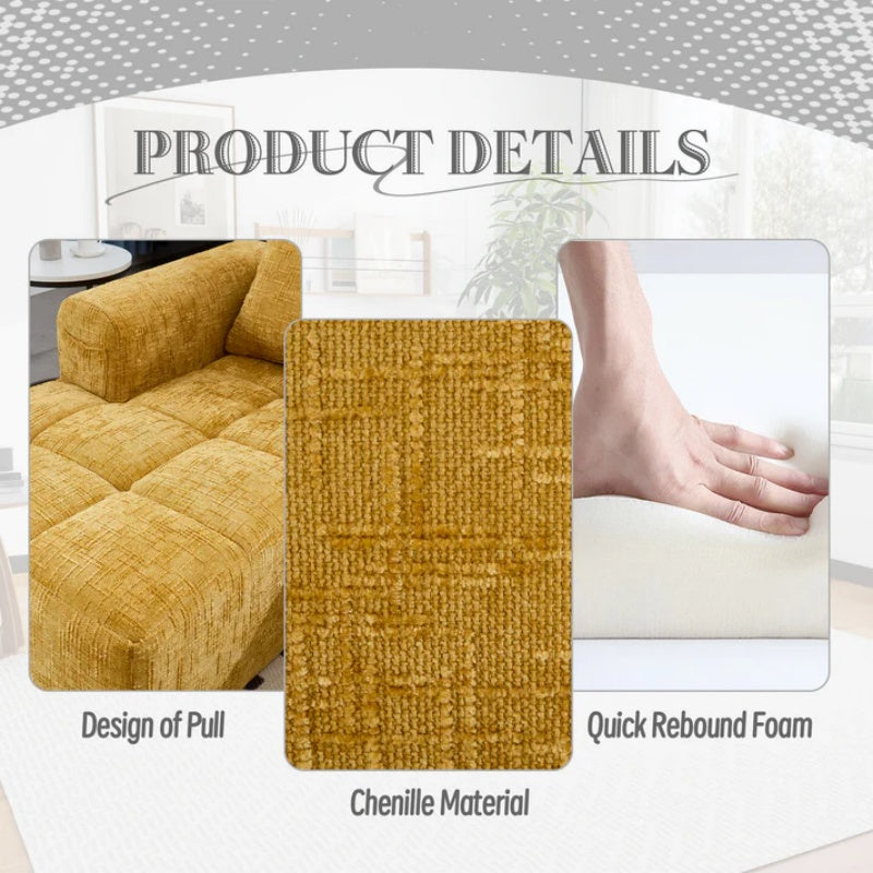 UNITED WE WIN 98.42-inch modular sectional sofa, modern modular L-shaped sofa with chaise longue, equipped with small side pockets and free of compression during installation.-海智集-Default-