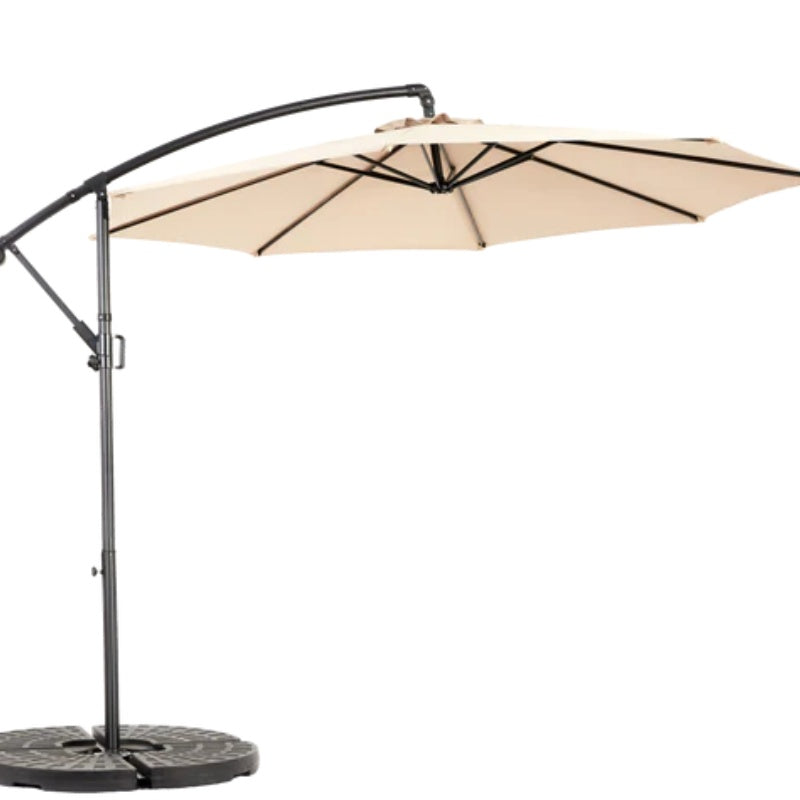 Best Choice Products 10ft Offset Hanging Market Patio Umbrella w/Easy Tilt Adjustment, Polyester Shade, 8 Ribs for Backyard, Poolside - ( khaki )(No Base)-海智集-Default-