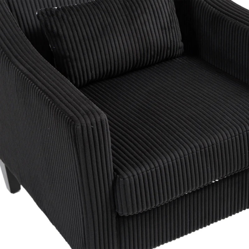 COOLMORE Modern Accent Chair,Upholstered Armchair with Scooped Arms for Bedroom,Apartment,Studio,Office,Waiting Room(Black Corduroy)-海智集-Default-