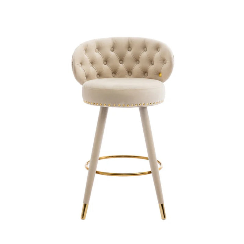 COOLMORE Counter Height Bar Stools Set of 2 for Kitchen Counter Solid Wood Legs with a fixed height of 360 degrees-海智集-Default-