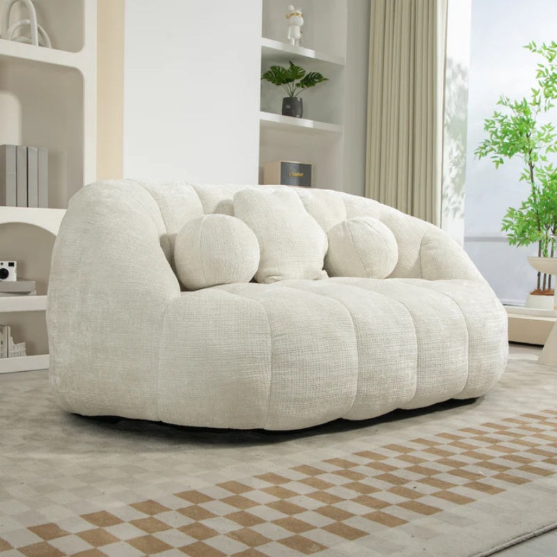 High Back Bean Bag Sofa Couch for Adults and Kids, Comfortable White Chenille Lounger, Indoor & Outdoor Use-海智集-Default-