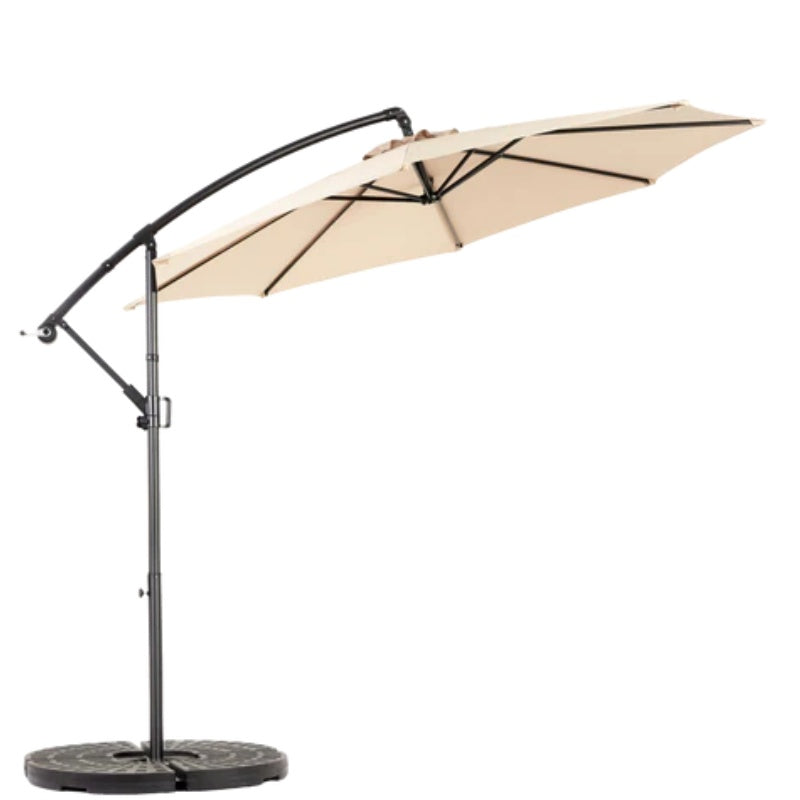 Best Choice Products 10ft Offset Hanging Market Patio Umbrella w/Easy Tilt Adjustment, Polyester Shade, 8 Ribs for Backyard, Poolside - ( khaki )(No Base)-海智集-Default-