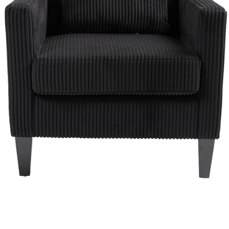 COOLMORE Modern Accent Chair,Upholstered Armchair with Scooped Arms for Bedroom,Apartment,Studio,Office,Waiting Room(Black Corduroy)-海智集-Default-