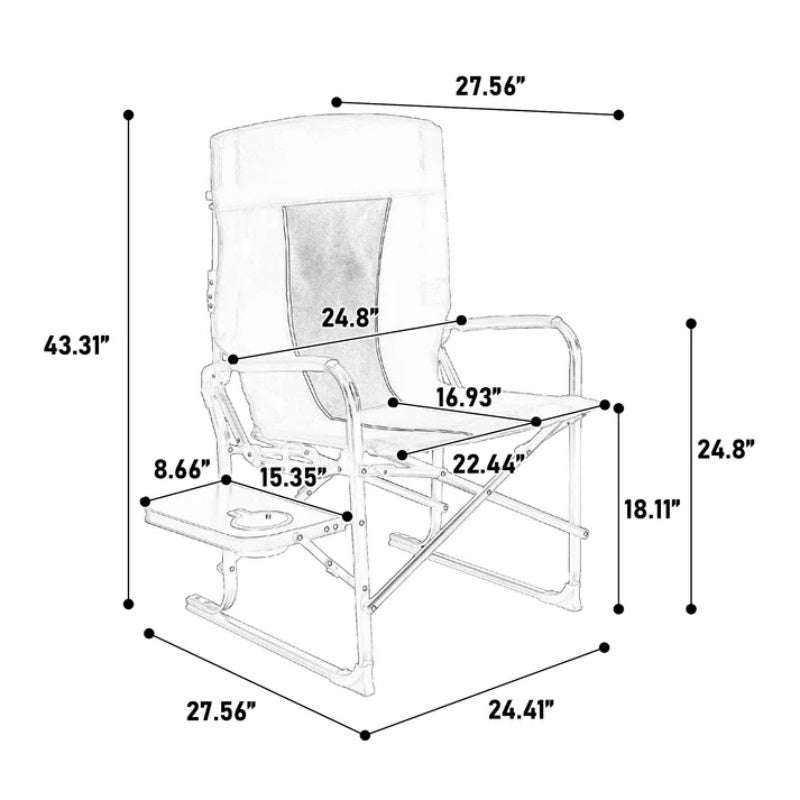 Camping Directors Chair, Heavy Duty,Oversized Portable Folding Chair with Side Table, Pocket for Beach, Fishing,Trip,Picnic,Lawn Blue-海智集-Default-