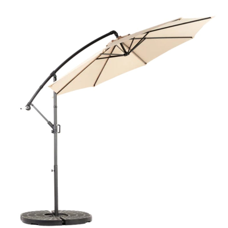 Best Choice Products 10ft Offset Hanging Market Patio Umbrella w/Easy Tilt Adjustment, Polyester Shade, 8 Ribs for Backyard, Poolside - ( khaki )(No Base)-海智集-Default-