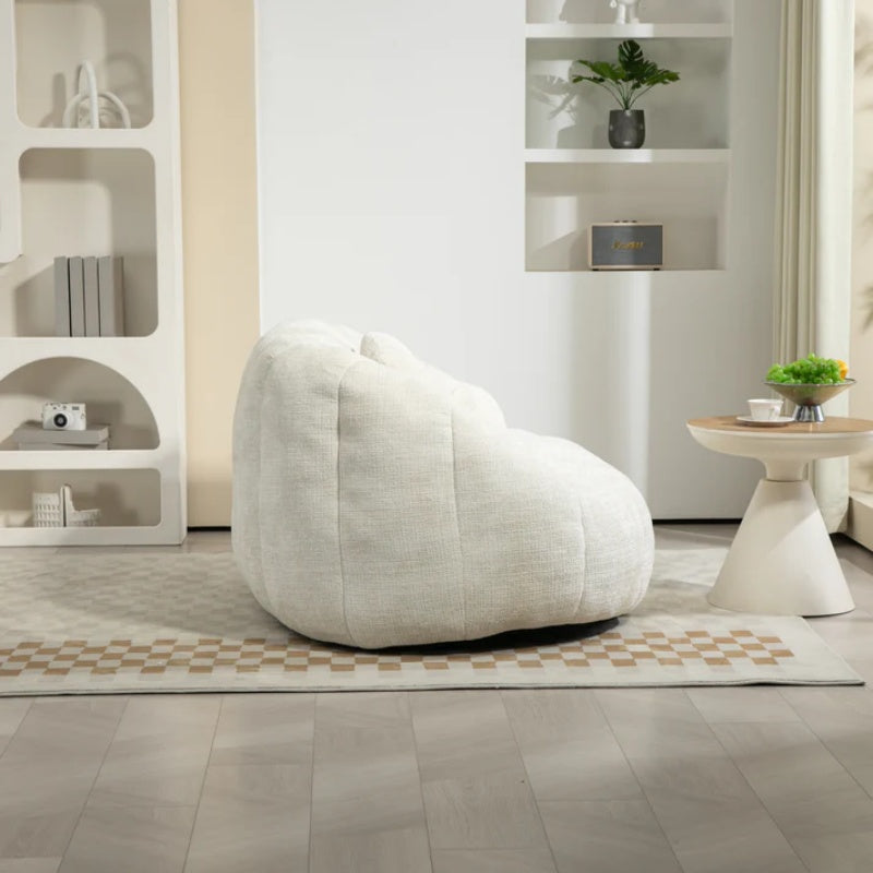 High Back Bean Bag Sofa Couch for Adults and Kids, Comfortable White Chenille Lounger, Indoor & Outdoor Use-海智集-Default-