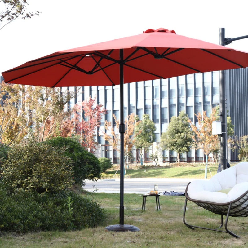 14.8 Ft Double Sided Outdoor Umbrella Rectangular Large with Crank ( Orange )(No Base)-海智集-Default-
