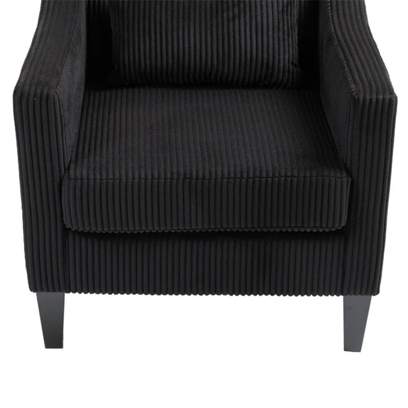COOLMORE Modern Accent Chair,Upholstered Armchair with Scooped Arms for Bedroom,Apartment,Studio,Office,Waiting Room(Black Corduroy)-海智集-Default-
