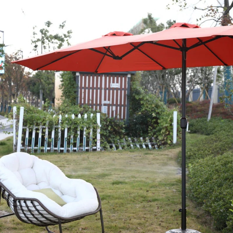 14.8 Ft Double Sided Outdoor Umbrella Rectangular Large with Crank ( Orange )(No Base)-海智集-Default-