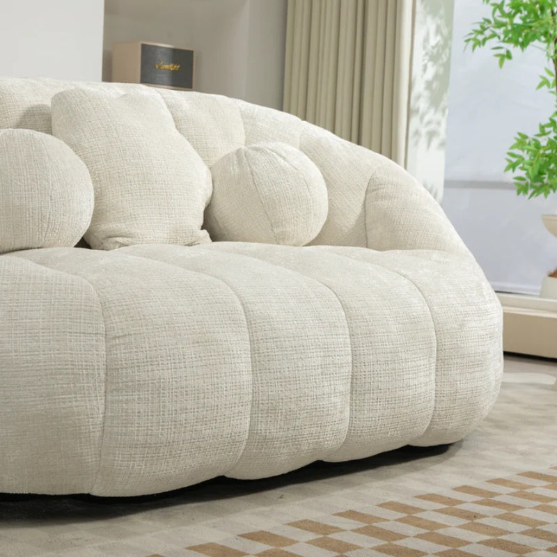 High Back Bean Bag Sofa Couch for Adults and Kids, Comfortable White Chenille Lounger, Indoor & Outdoor Use-海智集-Default-