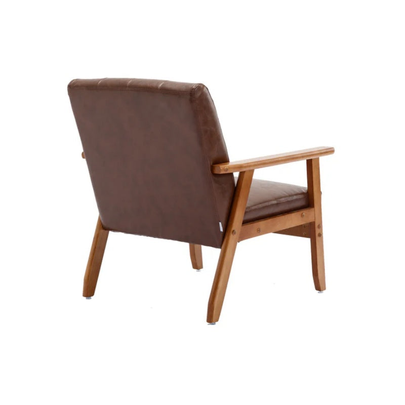 Leisure Chair with Solid Wood Armrest and Feet, Mid-Century Modern Accent chair, for Living Room Bedroom Studio chair-海智集-Default-