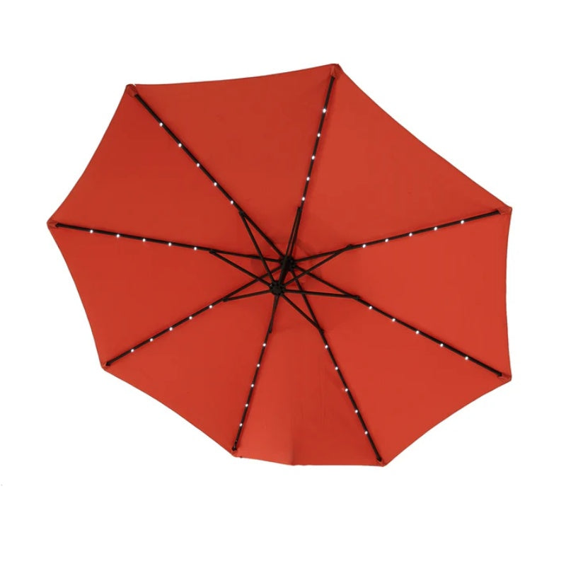 10ft Solar LED Offset Hanging Market Patio Umbrella (orange )(No Base)-海智集-Default-