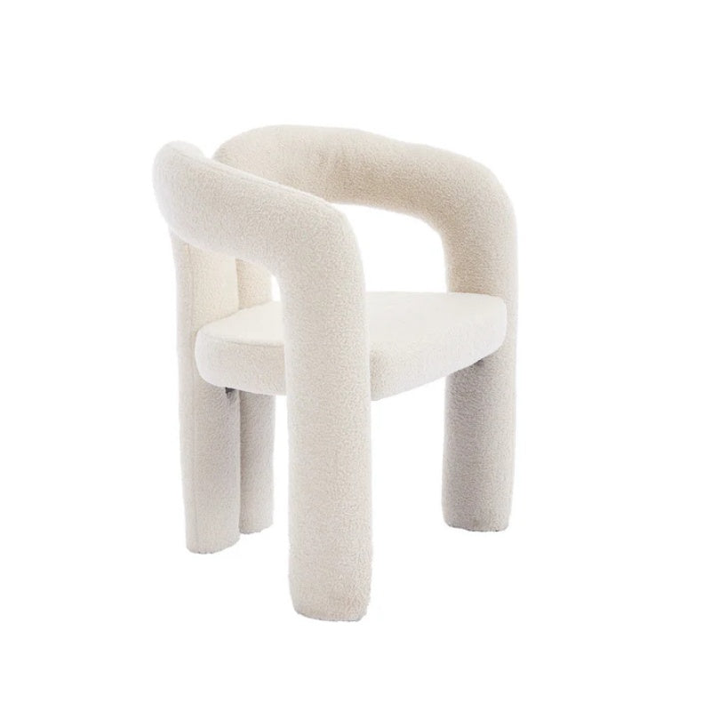 COOLMORE Contemporary Designed Velvet Fabric Upholstered Accent/Dining Chair Beige Teddy Armchair Set of 2-海智集-Default-