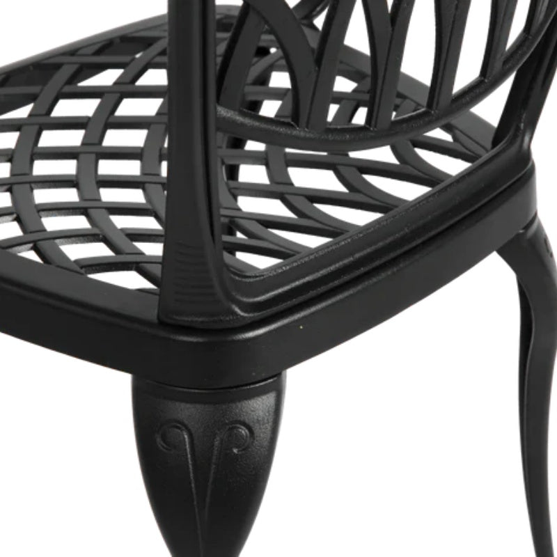 3 Piece Patio Bistro Set Cast Aluminum Bistro Table and Chairs Set of 2 with Umbrella Hole,All Weather Metal Bistro Table Set,Outdoor Patio Furniture Set for Garden Black-海智集-Default-