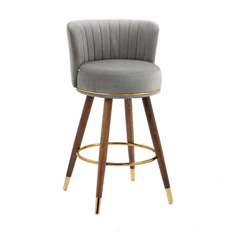 COOLMORE Counter Height Bar Stools Set of 2 for Kitchen Counter Solid Wood Legs with a fixed height of 360 degrees-海智集-Default-
