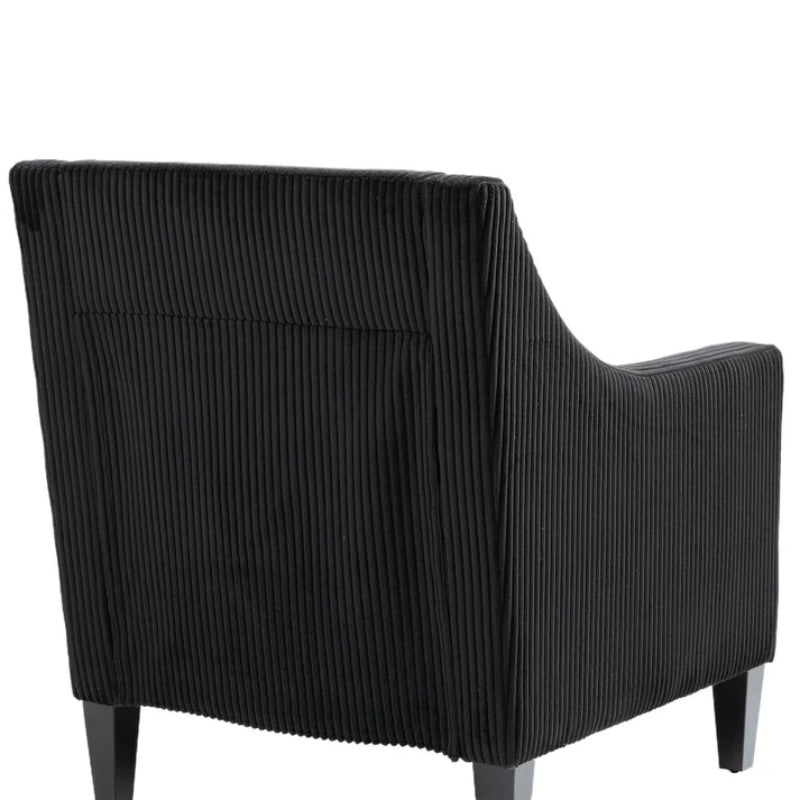 COOLMORE Modern Accent Chair,Upholstered Armchair with Scooped Arms for Bedroom,Apartment,Studio,Office,Waiting Room(Black Corduroy)-海智集-Default-