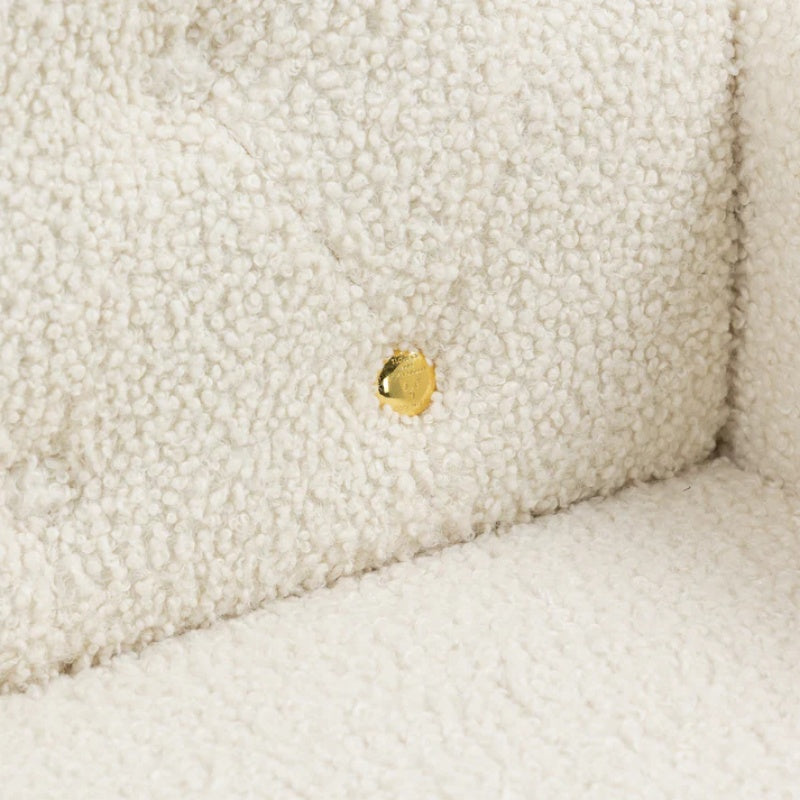 COOLMORE Armchair Single Sofa Modern Tufted Upholstered Side Reading Chairs with Arm and Gold Metal Leg for Living Room Bedroom (White teddy )-海智集-Default-