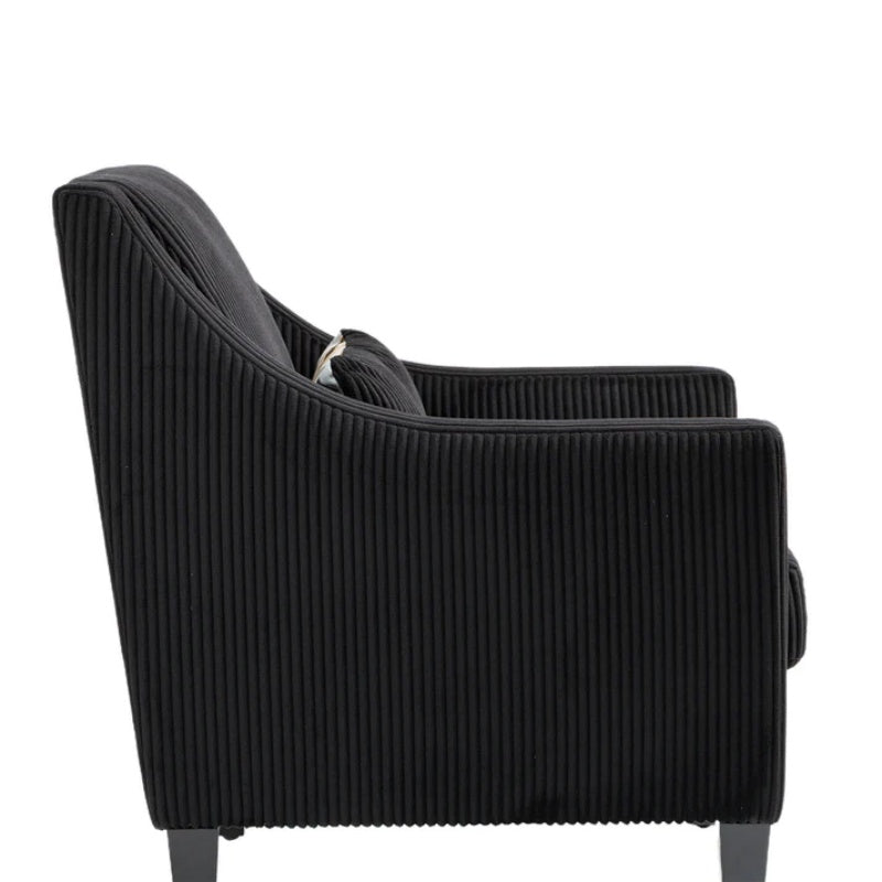 COOLMORE Modern Accent Chair,Upholstered Armchair with Scooped Arms for Bedroom,Apartment,Studio,Office,Waiting Room(Black Corduroy)-海智集-Default-