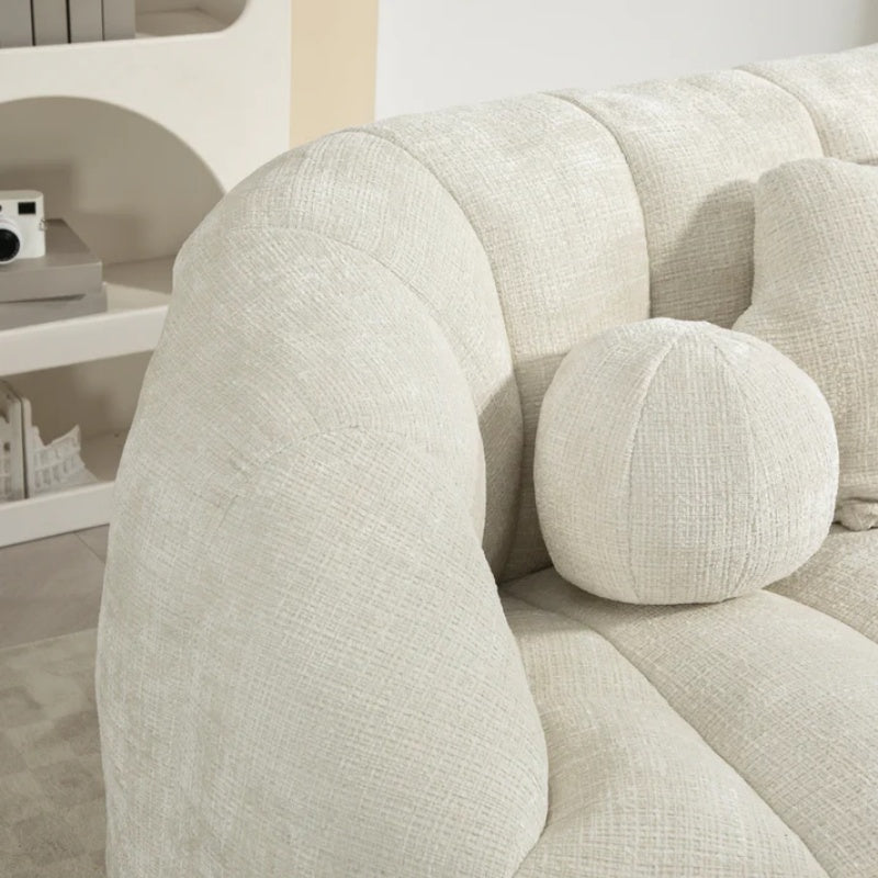 High Back Bean Bag Sofa Couch for Adults and Kids, Comfortable White Chenille Lounger, Indoor & Outdoor Use-海智集-Default-