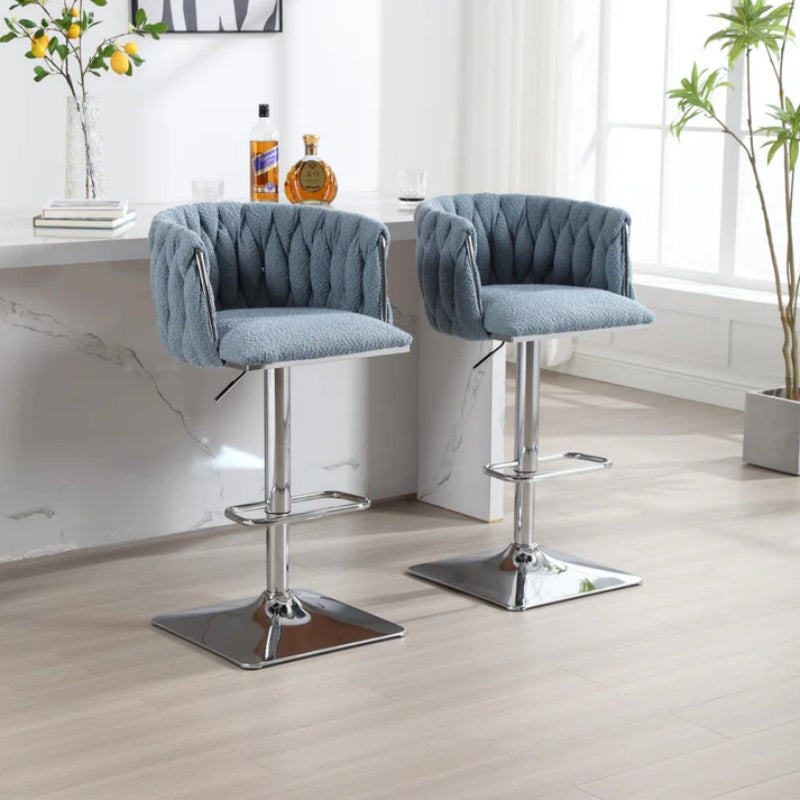 COOLMORE Vintage Bar Stools with Back and Footrest Counter Height Dining Chairs 2PC/SET-海智集-Default-