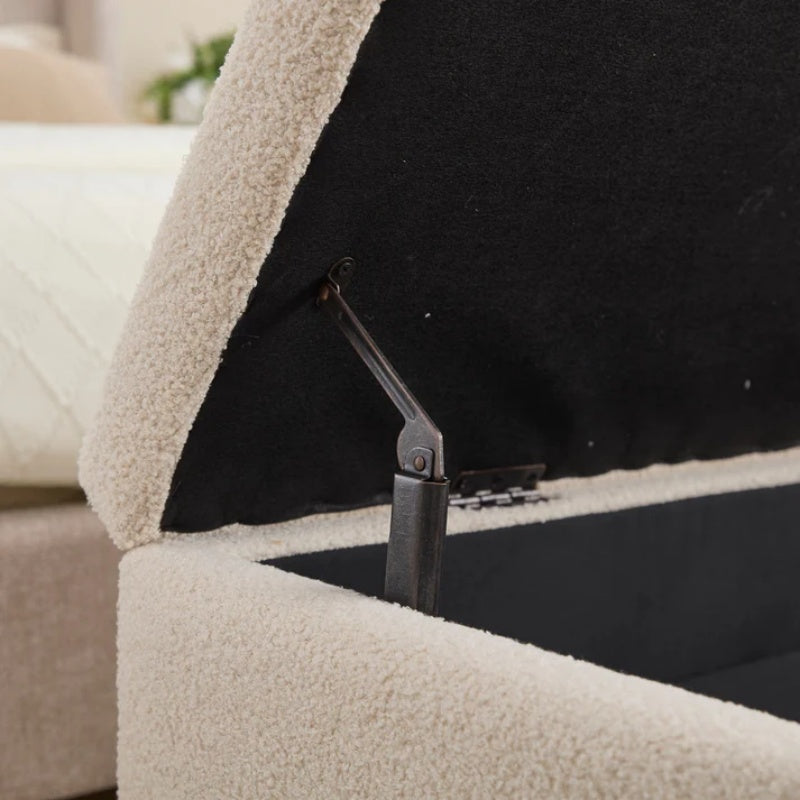 COOLMORE Teddy wool fabric, solid wood feet for solid weighing, and bed end stool with storage function-海智集-Default-