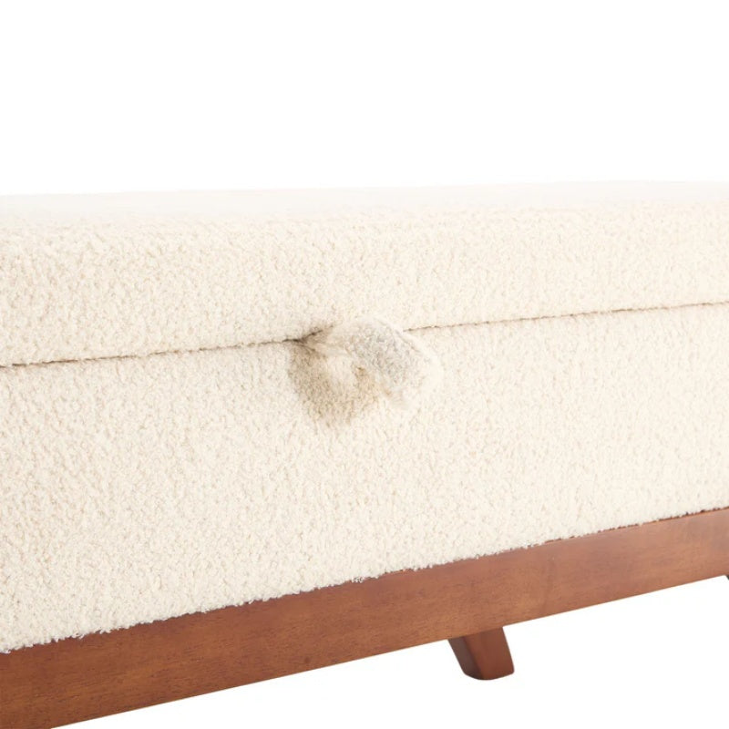 COOLMORE Teddy wool fabric, solid wood feet for solid weighing, and bed end stool with storage function-海智集-Default-