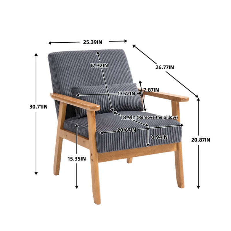 Leisure Chair with Solid Wood Armrest and Feet, Leisure chair, wood frame, velvet, l, solid rubber wood legs, Mid-Century Modern Accent chair, for Living Room Bedroom Studio chair,Two packs-海智集-Default-
