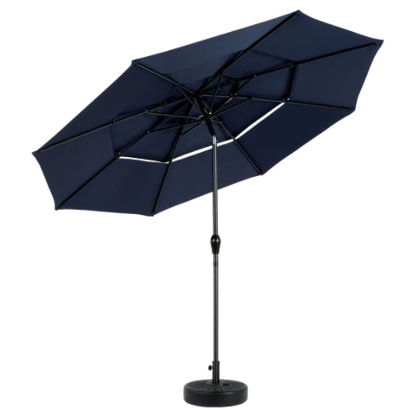 Aluminium 10ft 3 Tier Auto-tilt Umbrella ,Outdoor Patio Umbrella - Market Table Pool Deck Umbrella (Base Not Included) - (Navy blue )-海智集-Default-