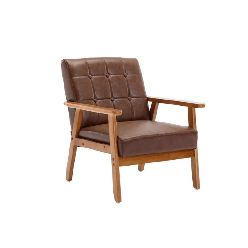 Leisure Chair with Solid Wood Armrest and Feet, Mid-Century Modern Accent chair, for Living Room Bedroom Studio chair-海智集-Default-
