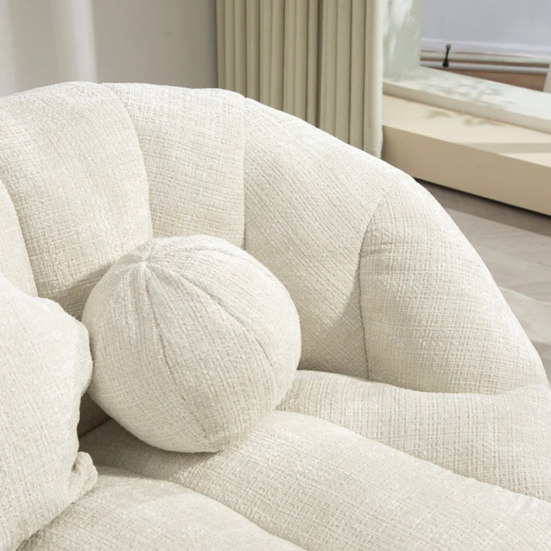 High Back Bean Bag Sofa Couch for Adults and Kids, Comfortable White Chenille Lounger, Indoor & Outdoor Use-海智集-Default-