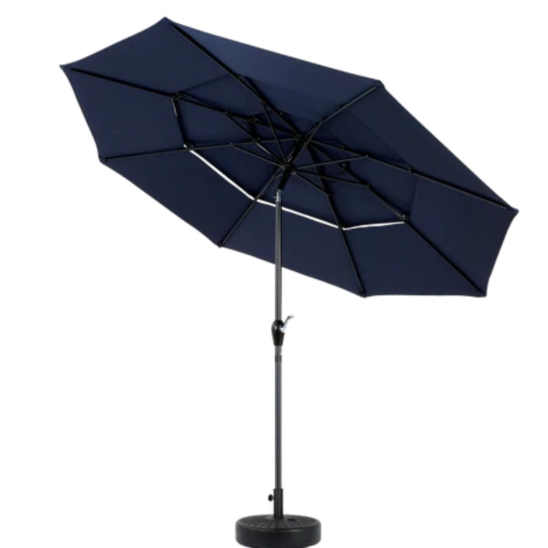 Aluminium 10ft 3 Tier Auto-tilt Umbrella ,Outdoor Patio Umbrella - Market Table Pool Deck Umbrella (Base Not Included) - (Navy blue )-海智集-Default-