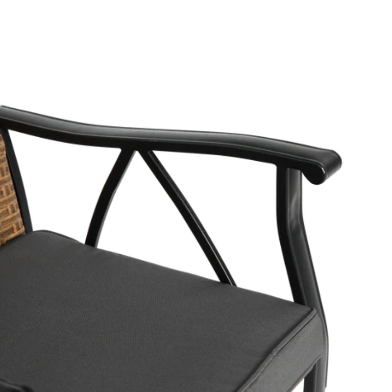 5-Piece Wicker Outdoor Table and Chairs, Patio Dining Set w/Square steel Tabletop and Umbrella Hole, Patio Table and Chairs Set for Backyard Deck Balcony Front Porch-海智集-Default-