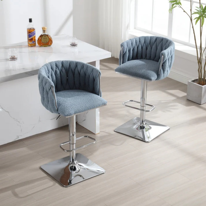 COOLMORE Vintage Bar Stools with Back and Footrest Counter Height Dining Chairs 2PC/SET-海智集-Default-