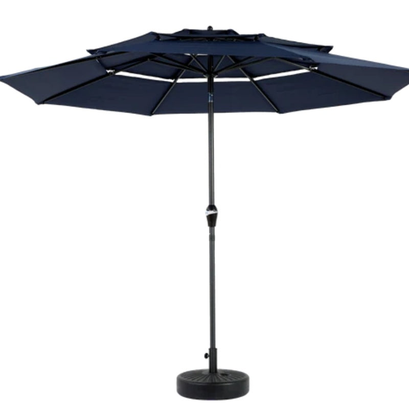 Aluminium 10ft 3 Tier Auto-tilt Umbrella ,Outdoor Patio Umbrella - Market Table Pool Deck Umbrella (Base Not Included) - (Navy blue )-海智集-Default-