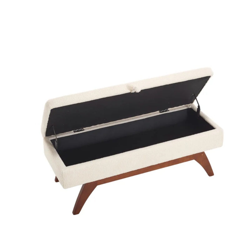 COOLMORE Teddy wool fabric, solid wood feet for solid weighing, and bed end stool with storage function-海智集-Default-