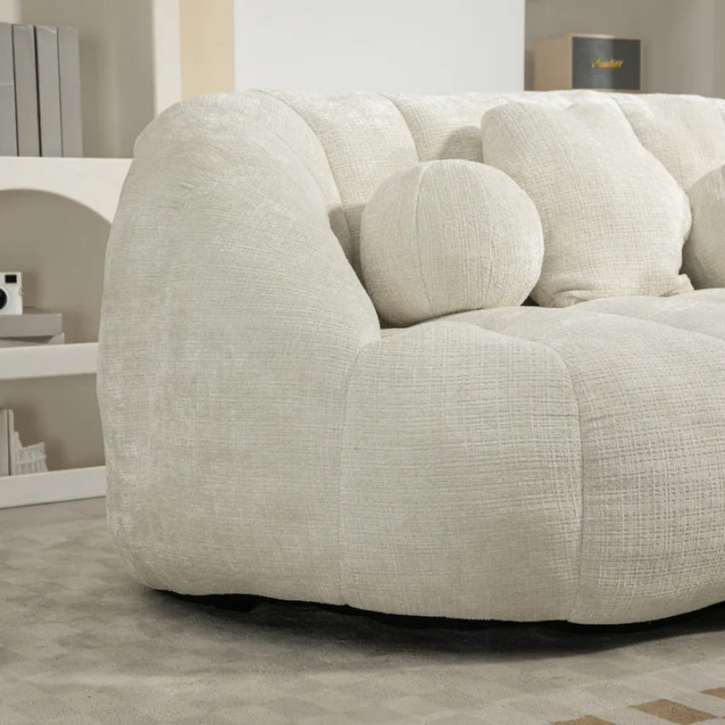 High Back Bean Bag Sofa Couch for Adults and Kids, Comfortable White Chenille Lounger, Indoor & Outdoor Use-海智集-Default-