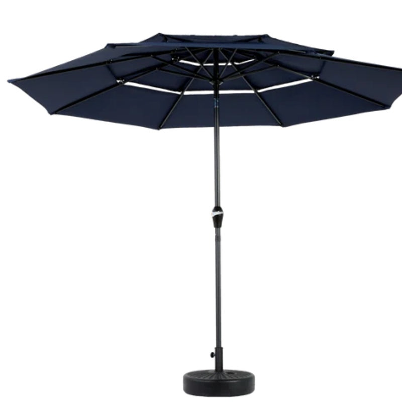 Aluminium 10ft 3 Tier Auto-tilt Umbrella ,Outdoor Patio Umbrella - Market Table Pool Deck Umbrella (Base Not Included) - (Navy blue )-海智集-Default-