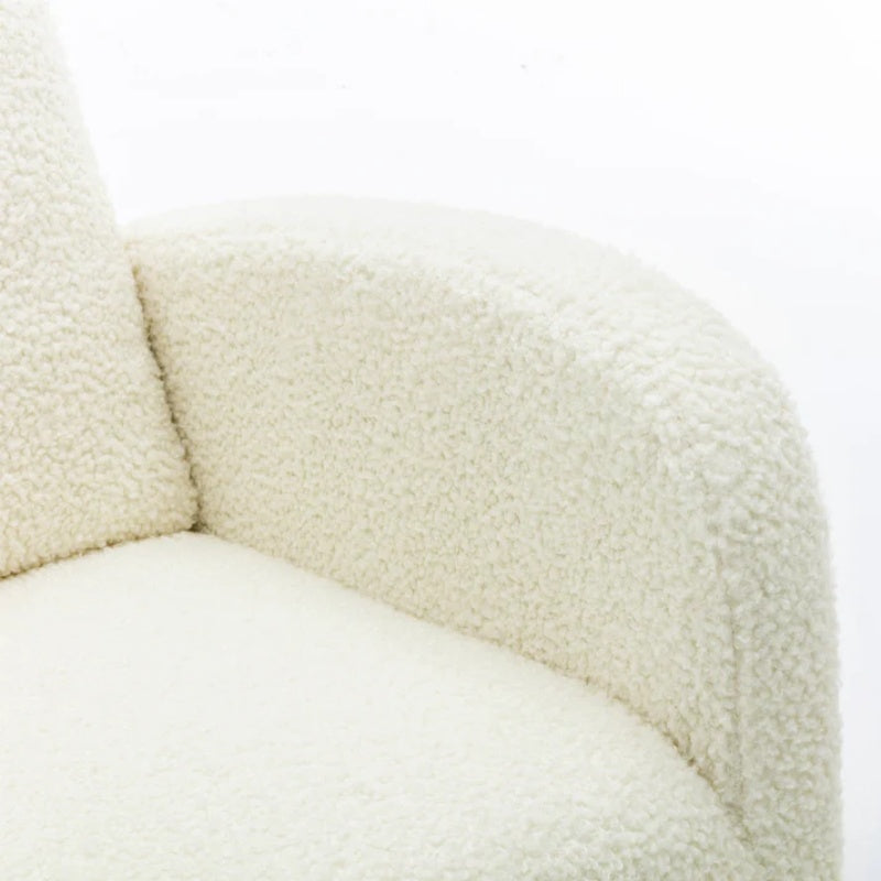 COOLMORE Rocking Chair, Modern Glider Chair, Recliner Armchair with Wood Legs and Side Pocket, Nursery Rocking Accent Chair with High Back for Living Room Bedroom (White Teddy)-海智集-Default-
