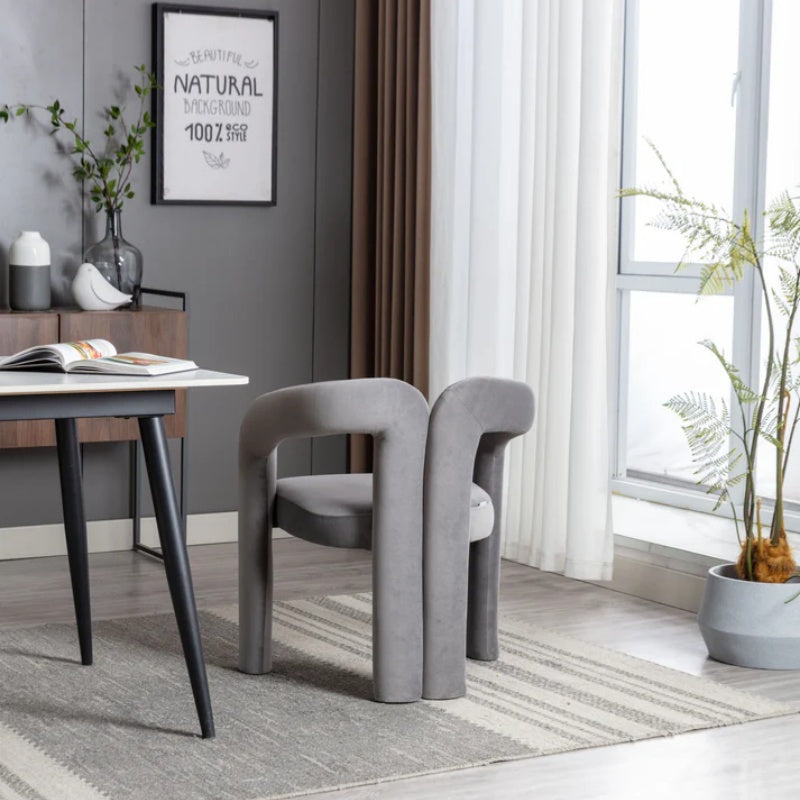 Contemporary Designed Velvet Fabric Upholstered Accent/Dining Chair /Barrel Side Chairs Kitchen Armchair for Living Room set of 2 (Gray Velvet)-海智集-Default-