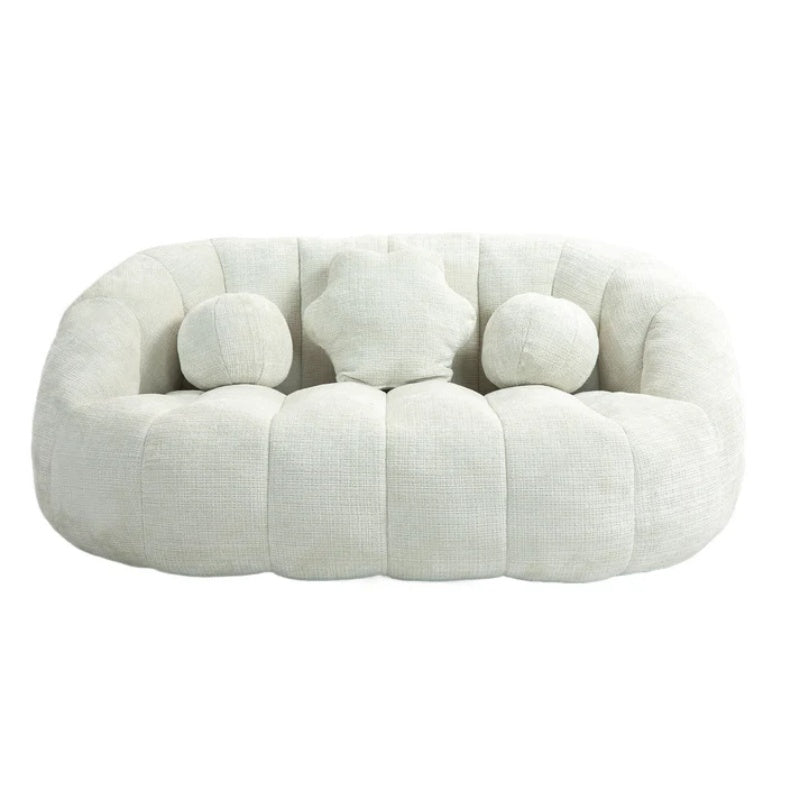 High Back Bean Bag Sofa Couch for Adults and Kids, Comfortable White Chenille Lounger, Indoor & Outdoor Use-海智集-Default-