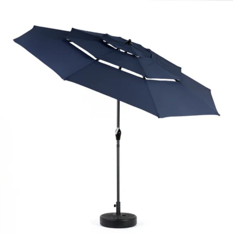 Aluminium 10ft 3 Tier Auto-tilt Umbrella ,Outdoor Patio Umbrella - Market Table Pool Deck Umbrella (Base Not Included) - (Navy blue )-海智集-Default-